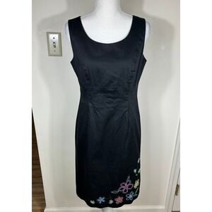 VTG‎ Y2K B. Moss Sheath Dress Sz 6 Black Floral Beaded 90s Early 2000s Coquette